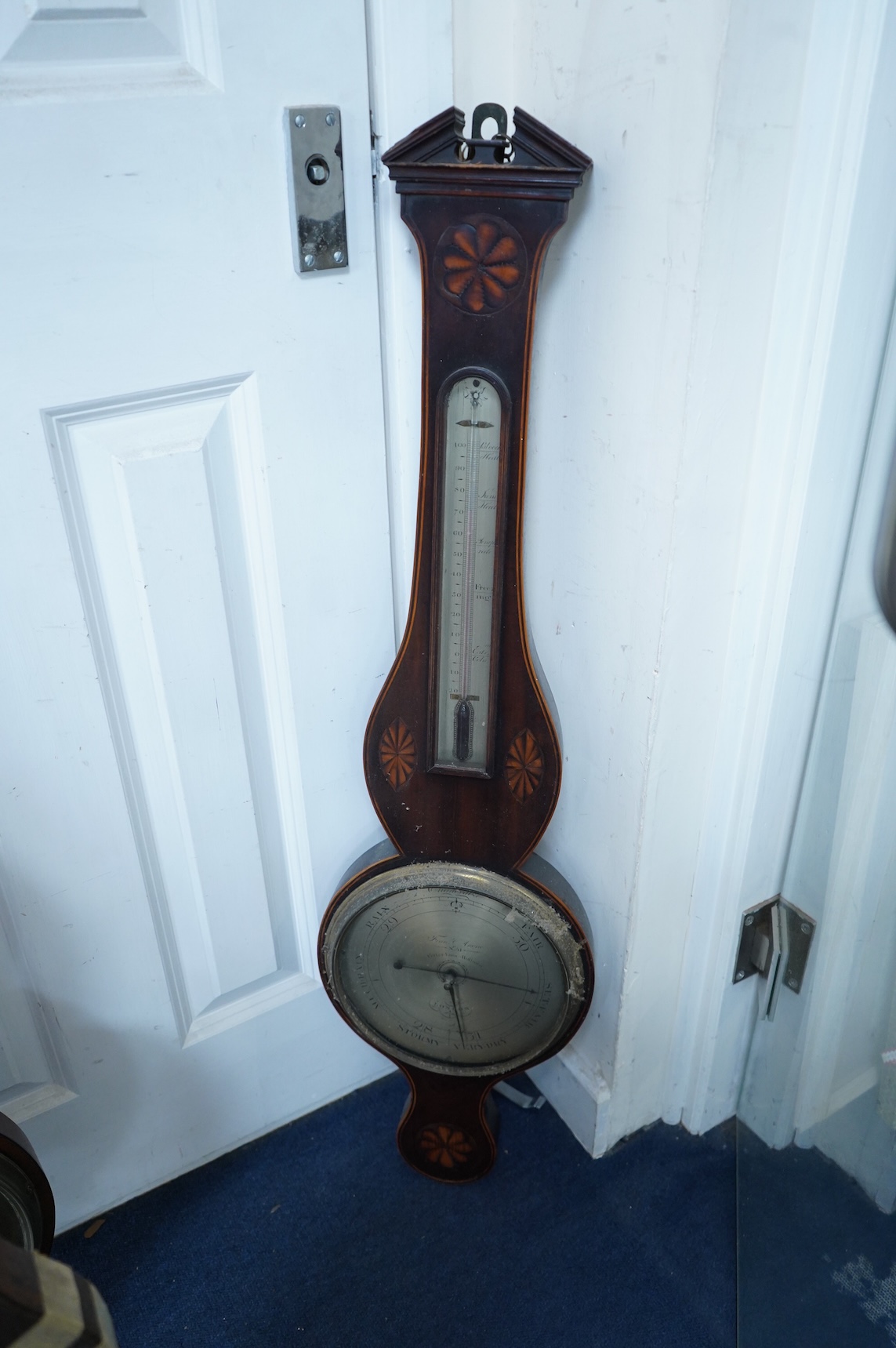 Three 19th century banjo barometers - as viewed